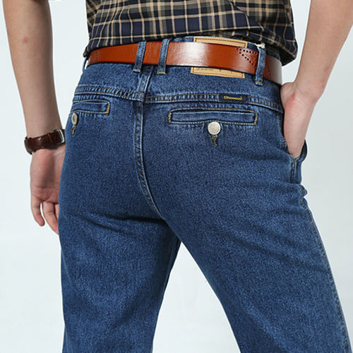 Blue Fashion Denim Pants For Papa Apple Jeans Men Casual Trousers PQYP887B