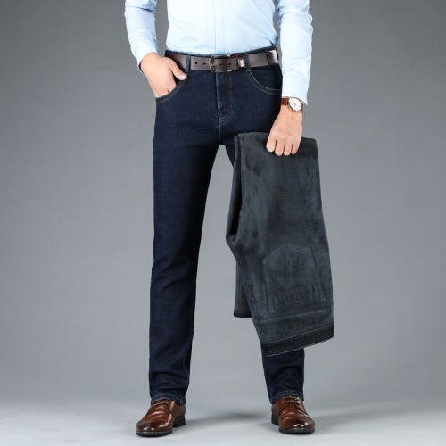 Dark Blue Velvet Jeans Men Winter Casual Trousers Plus Size Denim Pants PQ5155A