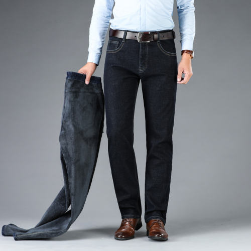 Black Fashion  Men Velvet Jeans Winter Casual Trousers Plus Size Denim Pants PQ5155B
