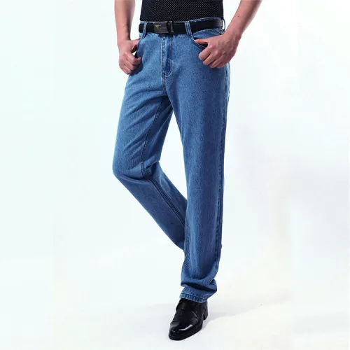 Light Blue Fashion Men Denim Pants Casual Trousers Apple Jeans For Papa PQYP892B