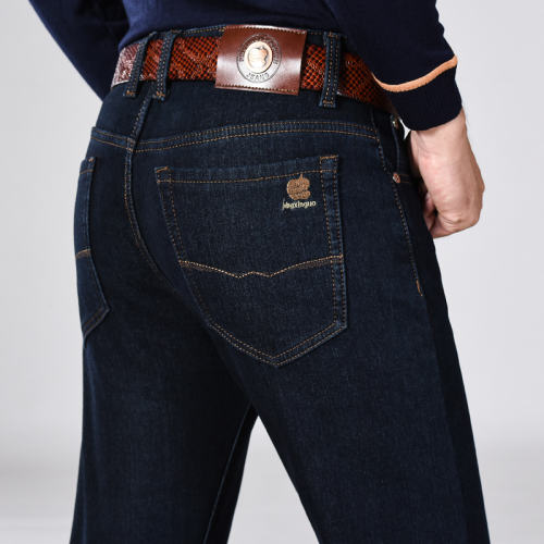 Fashion Plus Size Denim Pants Men Velvet Jeans Winter Casual Trousers PQ9036
