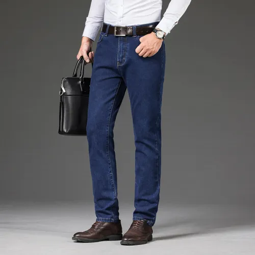 Blue Fashion Men Casual Trousers Plus Size Denim Pants Business Jeans PQYP2012A