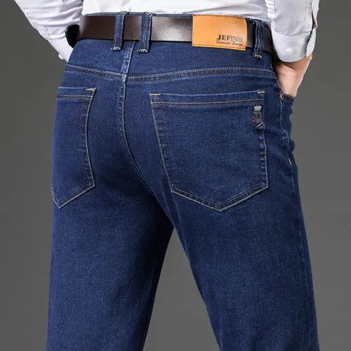 Blue Fashion Men Casual Trousers Plus Size Denim Pants Business Jeans PQYP2012A