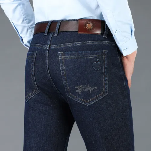 Dark Blue Velvet Jeans Men Winter Casual Trousers Plus Size Denim Pants PQ5155A