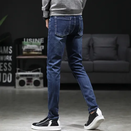 Dark Blue Fashion Washed Jeans Men Denim Pants Casual Trousers PQYP2835