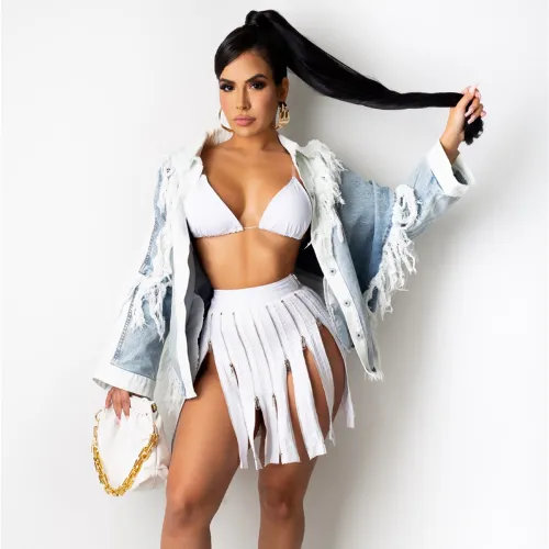 White Sexy Zipper Clubwear For Women High Waist Mini Skirt PQ1281A