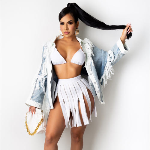 White Sexy Zipper Clubwear For Women High Waist Mini Skirt PQ1281A