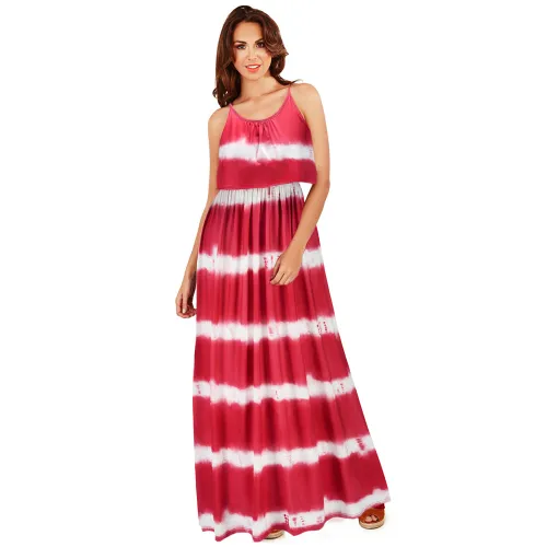 Red Sexy Maxi Dresses Tie-dyed Women Casual Boho Dress PQ2116A