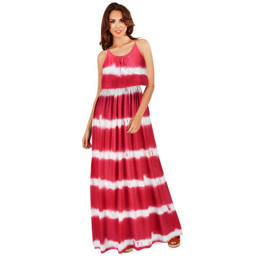 Red Sexy Maxi Dresses Tie-dyed Women Casual Boho Dress PQ2116A