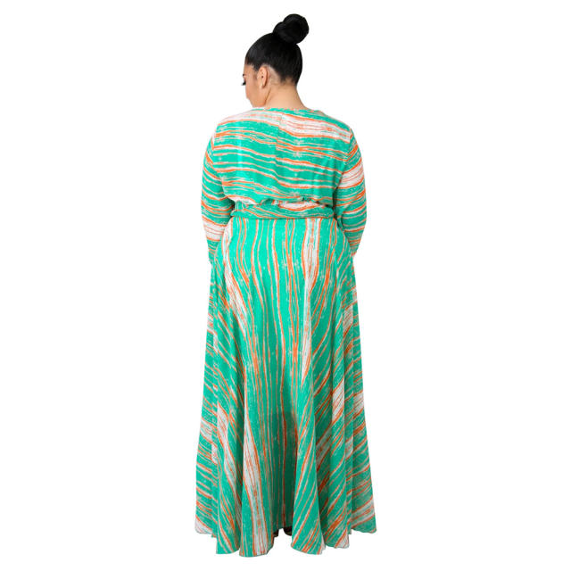 Deep V-neck Chiffon Boho Dresses Spring Fashion Floral Beach Dress PQ5508