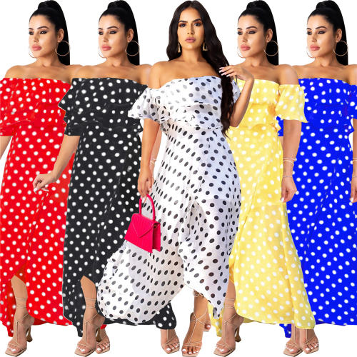 Black Fashion Bohemian Dresses Polka Dot Beach Chiffon Dress PQ2202A [OUT OF STOCK]