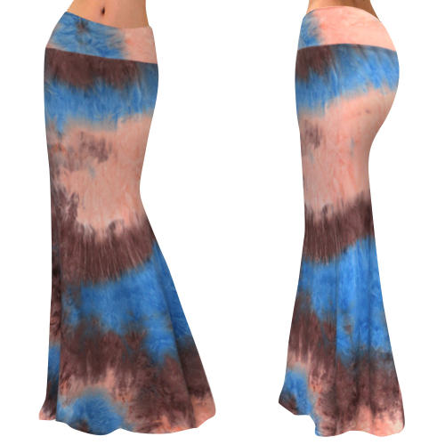 Blue Fashion Long Maxi Skirt High Waist Printed Skirts PQ9448D