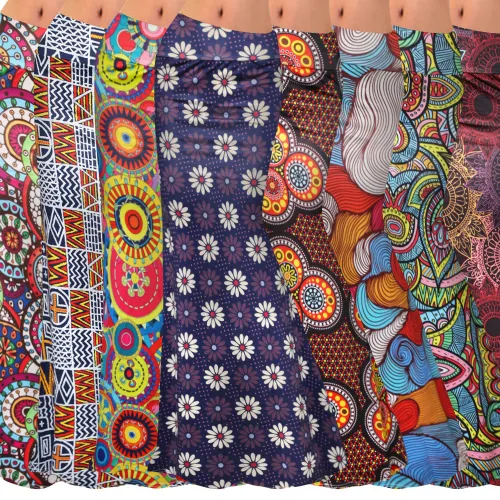 Classic High Waist Digital Print Skirt Geometric Long Skirt PQ9452
