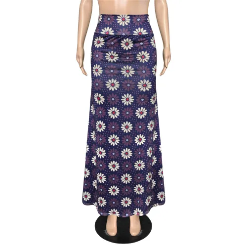 Geometric Long Skirt Classic High Waist Digital Print Skirt PQ9453