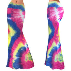 Pink/Blue High Waist Long Maxi Skirt Fashion Printed Skirts PQ9448B