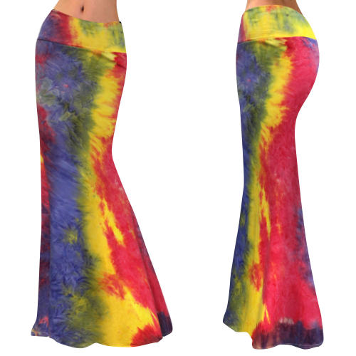 Purple/Red High Waist Printed Skirts Fashion Long Maxi Skirt PQ9448J