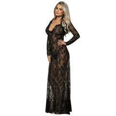 White Plus Size Lingerie Sexy Sheer Nightdress Female Lace Gown PQ80497B