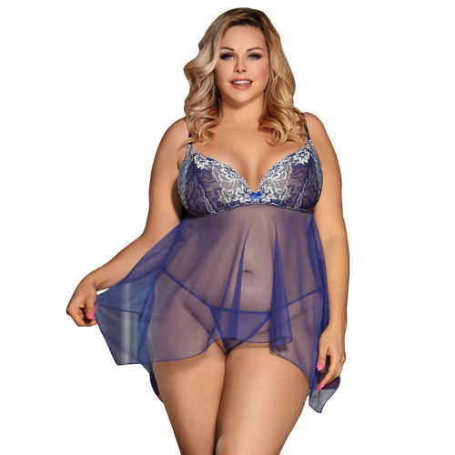Women Lace Nightdress Plus Size Sleepwear Sexy Babydoll Lingerie PQ80486