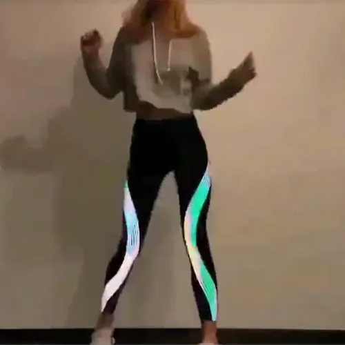 Rainbow Fluorescent Leggings Fashion Reflective Leggings PQ6072A