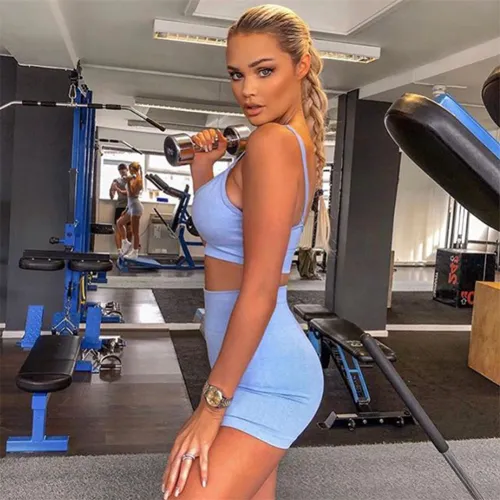 Blue Sexy Fitness Shorts Seamless Ourdoor Sportwear Sport Apparel PQYJ035B