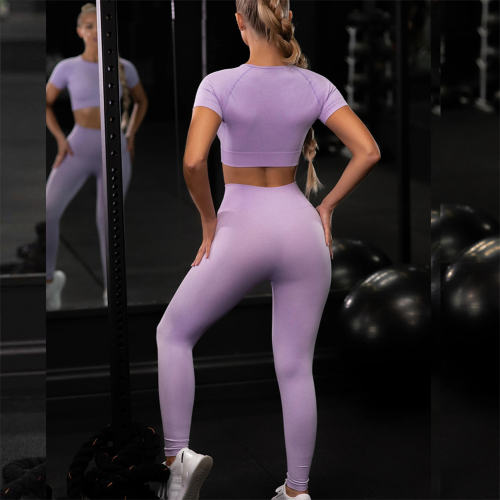 Purple Sexy Fitness Pants Ladies Jogging Clothing Seamless Ourdoor Sportwear PQYJ036B