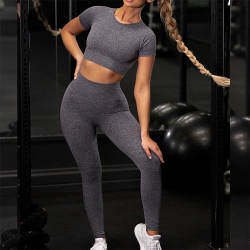 Grey Ladies Jogging Clothing Seamless Ourdoor Sportwear Sexy Fitness Pants PQYJ036D
