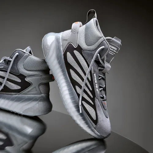 Grey Spring Dad Shoes Mesh Sport Shoes Male Clunky Sneakers PQRL9000C