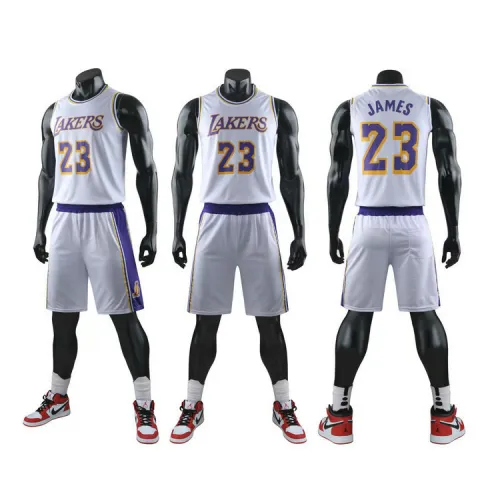 White James Basketball Jersey Lakers Basketball Team Uniform For Kid PQLB023A