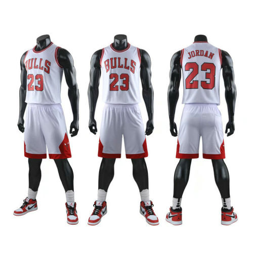 White Chicago Bulls Team Jersey For Children Jordan Basketball Outfits for Adult PQMJ023A