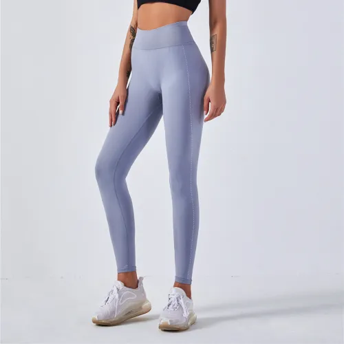 Grey High Waist Fitness Tights Yoga Leggings Bubble Butt Gym Pants PQYJ003C