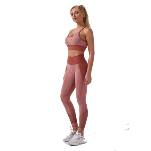 Orange Fitness Bras Yoga Outfits Women Mesh Running Leggings Bubble Butt Squat Pants PQYJ006C