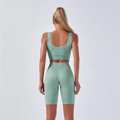 Green Yoga Outfits Women Fitness Wear Running Leggings Bubble Butt Squat Pants PQYJ009B