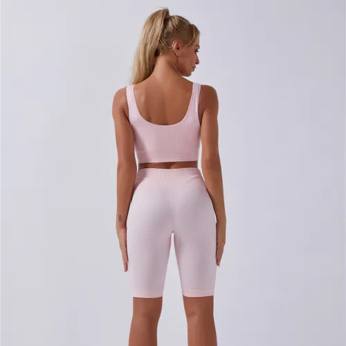 Pink Yoga Outfits Women Fitness Wear Running Leggings Bubble Butt Squat Pants PQYJ009A
