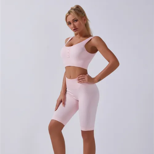 Pink Yoga Outfits Women Fitness Wear Running Leggings Bubble Butt Squat Pants PQYJ009A