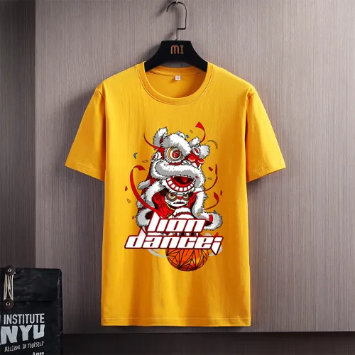 Plus Size Fashion Tee Lion Dance Cartoon Printing T-shirt Men's Summer Streetwear NYH1001B