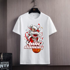 Men's Summer Streetwear Plus Size Fashion Tee Lion Dance Cartoon Printing T-shirt NYH1001A