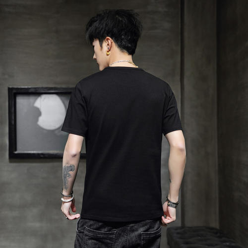 Black Trend Casual T Shirts Summer Fashion Cotton T-shirt For Men RL8140A