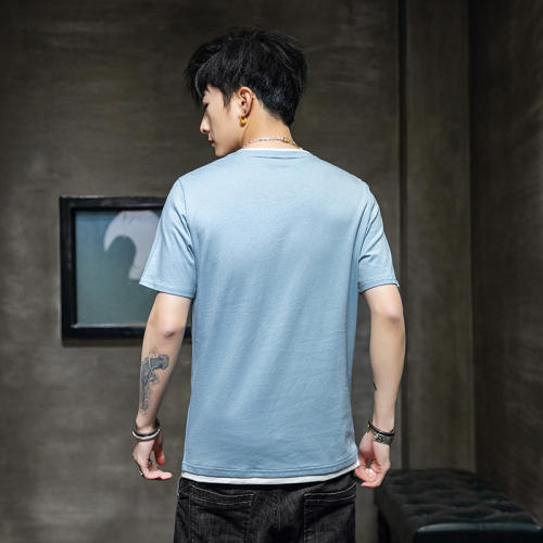 Blue Summer Fashion T-shirt For Men Trend Casual Cotton T Shirts RL8144B