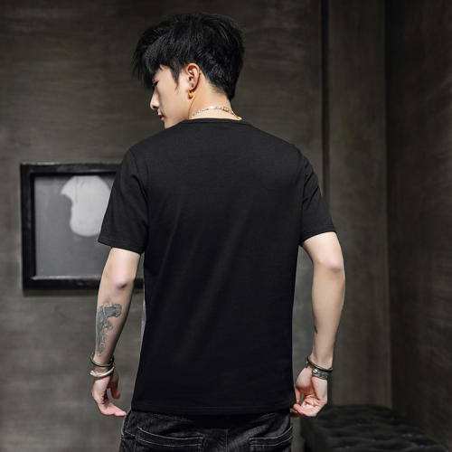 Black Trend Casual Cotton T Shirts Summer Fashion T-shirt For Men RL8141A