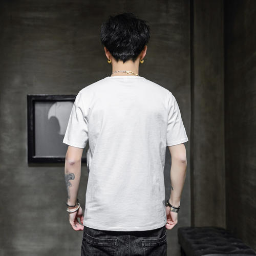 White Trend Casual Cotton T Shirts Summer Fashion T-shirt For Men RL8141B