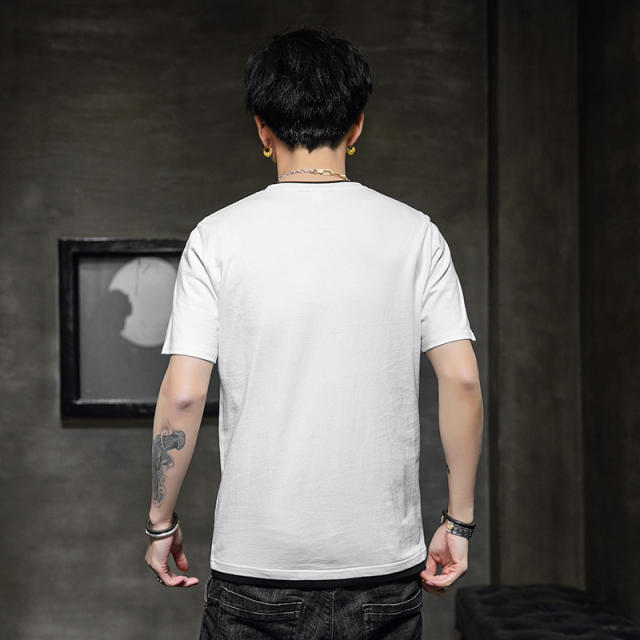 Black Summer Fashion T-shirt For Men Trend Casual Cotton T Shirts RL8144A