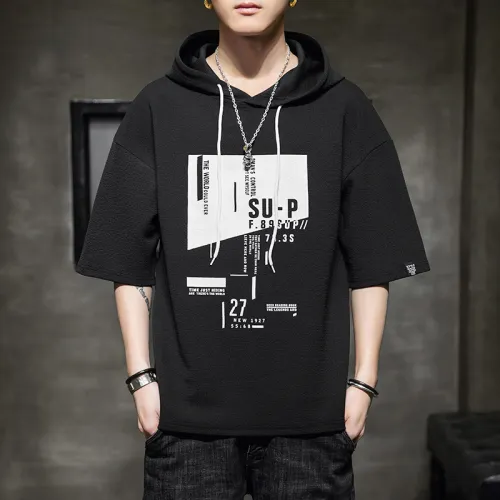 Black Summer Cotton T-shirt For Men Fashion Hoodies Casual T Shirts RL8155A