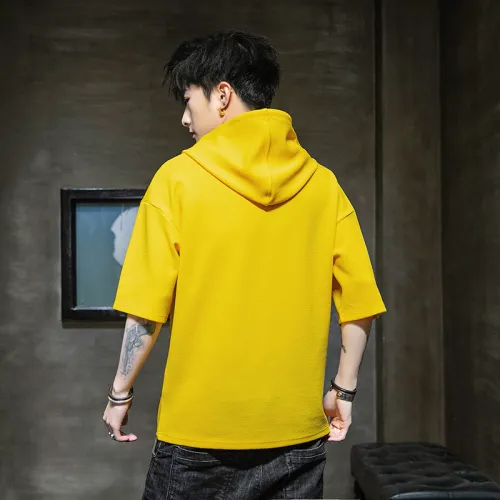 Yellow Summer Cotton T-shirt For Men Fashion Hoodies Casual T Shirts RL8155C