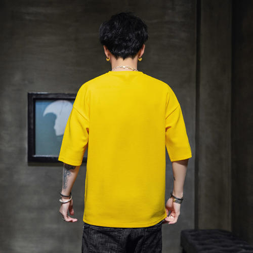 Yellow Fashion Hoodies Casual T Shirts Summer Cotton T-shirt For Men RL8152C
