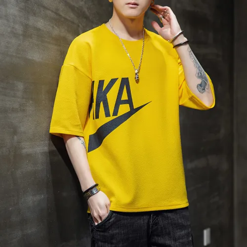 Yellow Fashion Hoodies Casual T Shirts Summer Cotton T-shirt For Men RL8152C