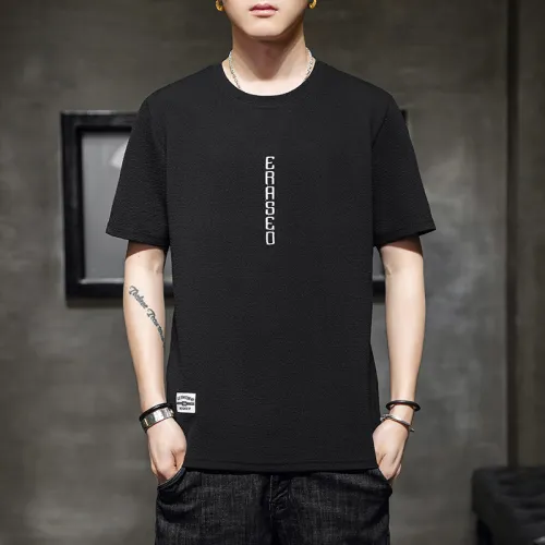 Black Summer Men T-shirt For Travel Fashion Casual Tops RL8160A