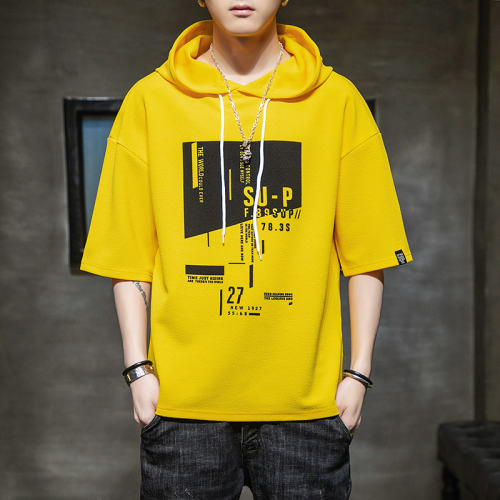 Yellow Summer Cotton T-shirt For Men Fashion Hoodies Casual T Shirts RL8155C