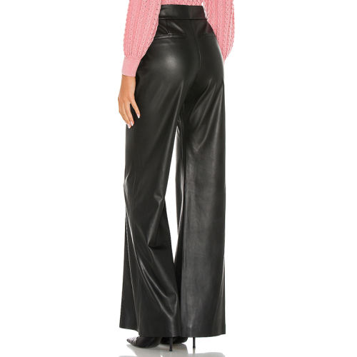 Wide Leg PU Hight Waist Trousers Sexy Faux Leather Pants for Women PQ289