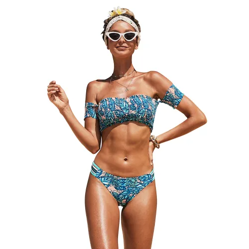 Floral Print Bikini for Women Off Shoulder Swimwear PQ411561