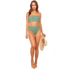 Green Bandeau Bikini for Women Sexy Padded Swimwear PQ411657B